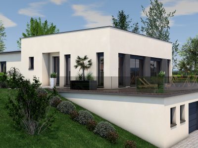 Maison cubique avec sous sol - maison toit plat avec sous sol